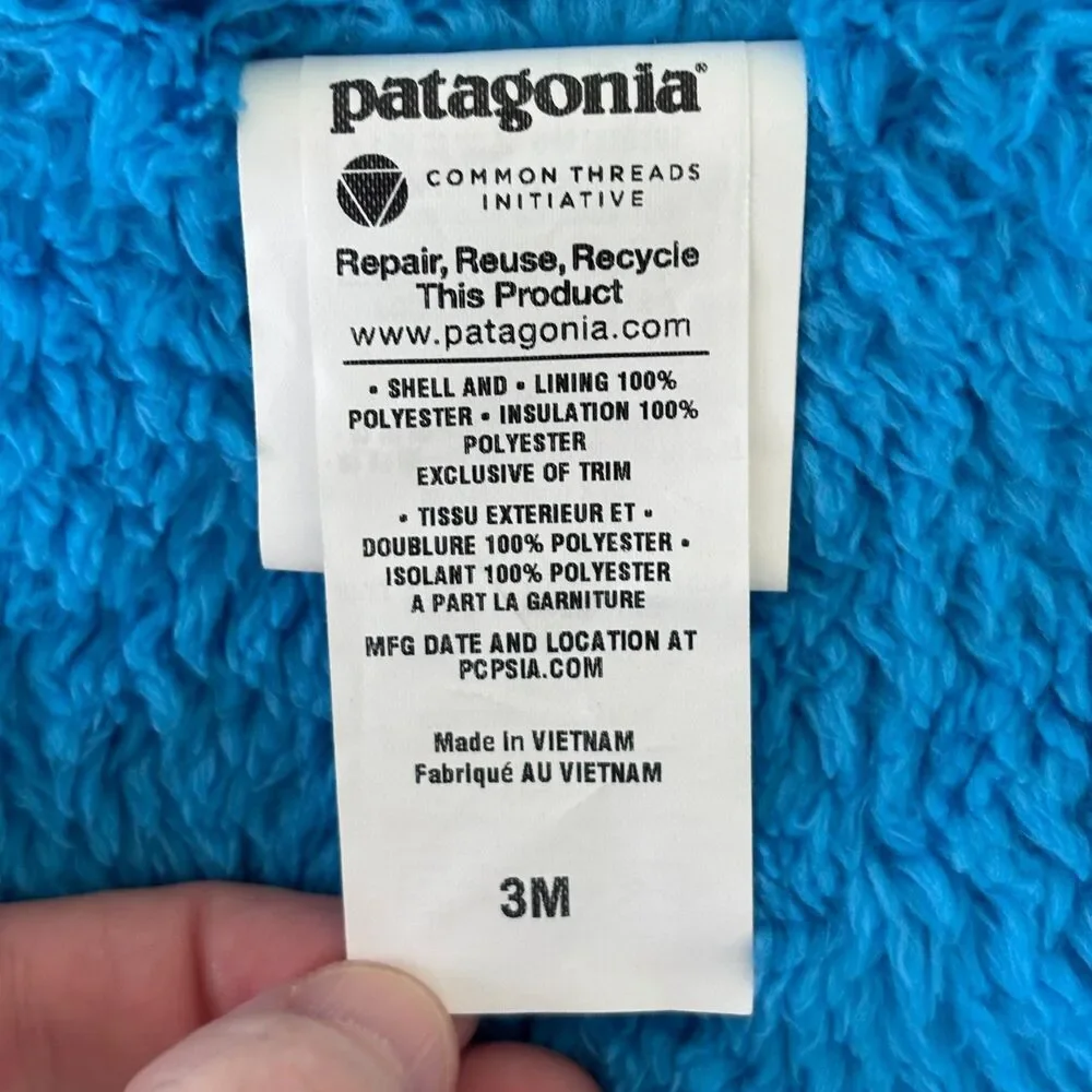 Patagonia Infant 3M Reversible Tribbles Bunting Snowsuit Turquoise Stripe NWT